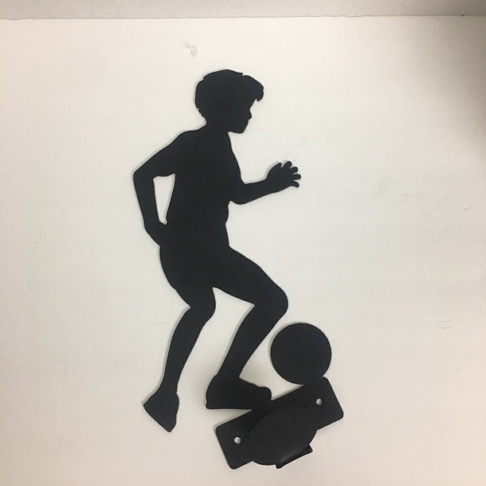 Soccer Player Wall Mount Coat Hook Black Metal